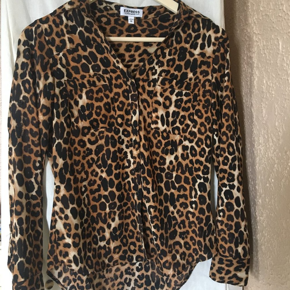 Leopard/cheetah print Portofino blouse